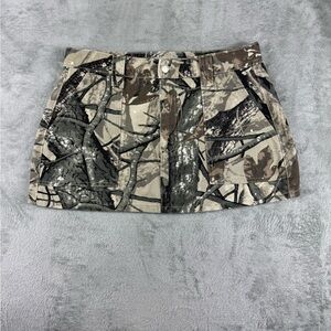 Refrain Denim Camo Mini Skirt Sz 28 Western Country County with Pockets